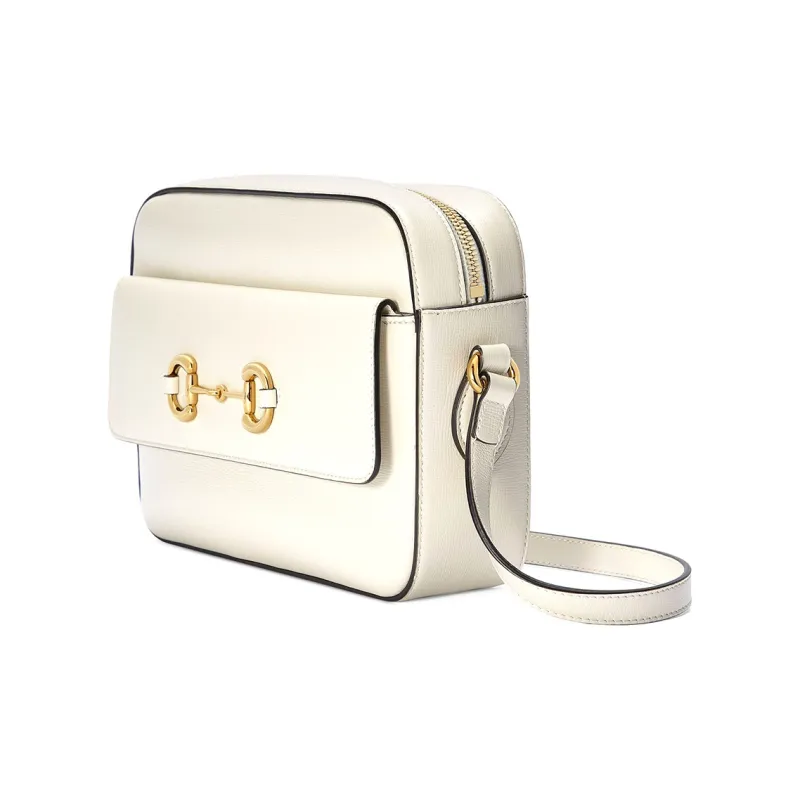 GUCCI Horsebit 1955 Leather Camera Bags Crossbody Bag Shoulder Bag Women's White-1
