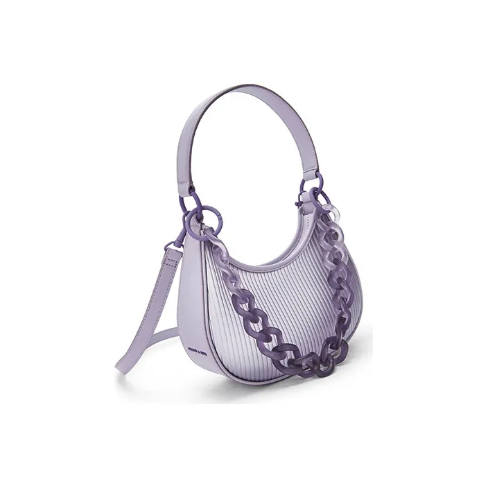 CHARLES&KEITH Artificial Leather Underarm Handbag, Shoulder Bag Trumpets Women's White/Light Purple/Light Red-11