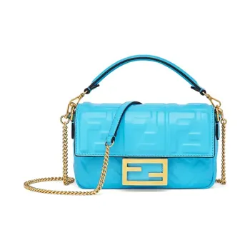 FENDI Baguette Lambskin Baguette Bag Handbag Shoulder Bag Crossbody Bag Mini Women's Light Blue