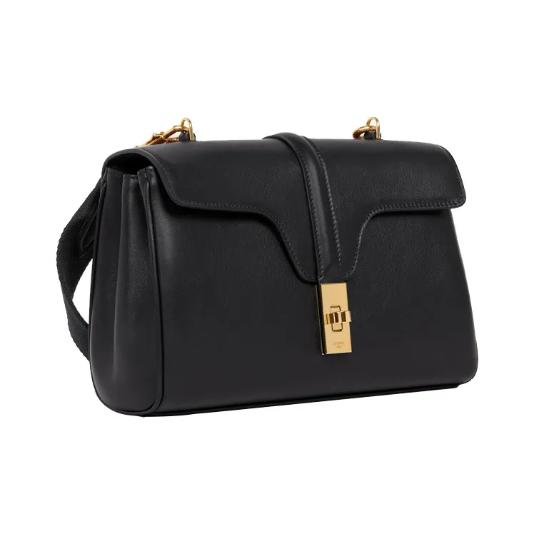 CELINE 16 Cow Leather Crossbody Bag, Shoulder Bag Women's Black-1