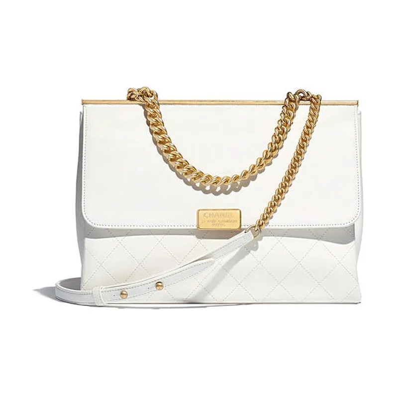 CHANEL Trendy Cc Lambskin Shoulder Bag, Crossbody Bag, Handbag Tubas Women's White-2