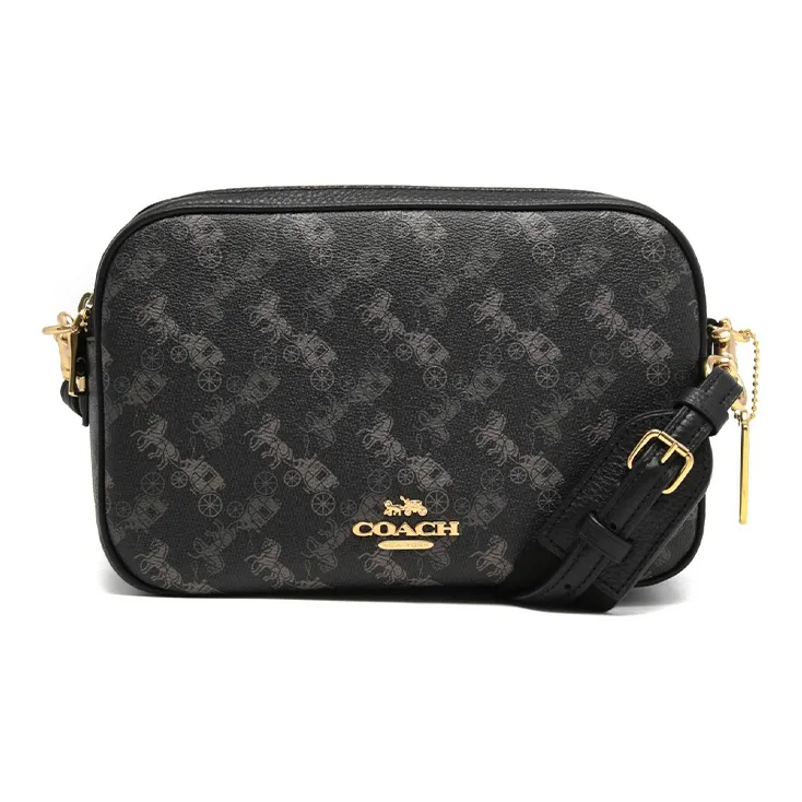 COACH Jes Leather Camera Bags Shoulder Bag Crossbody Bag Women's Black Brown-0