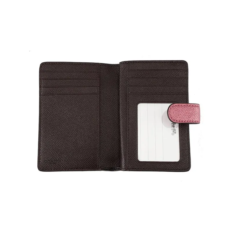 COACH Corner Zip Leather Card Holder Wallet Women's Rose Pink-2