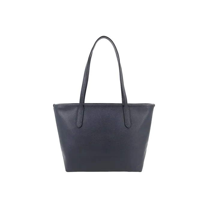 COACH Zip Top Tote PVC Tote Bag, Shopping Bag, Handbag, Shoulder Bag Tubas Women's Navy Blue-3