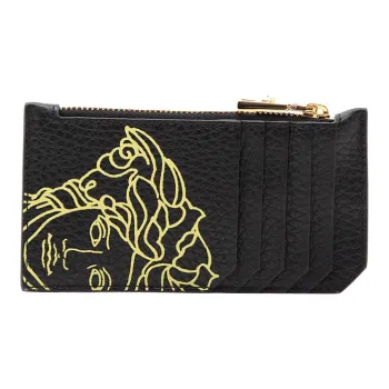 VERSACE Leather Coin Purse Key Pouch Men's Black