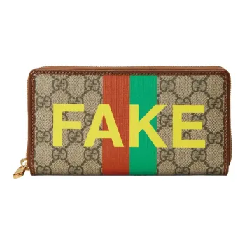 GUCCI Canvas With Leather Wallet Unisex Brown