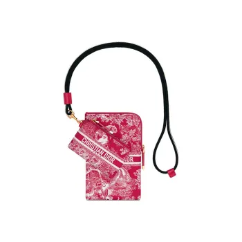 DIOR DiorTravel Canvas Cell Phone Pouch Women's Peach Pink