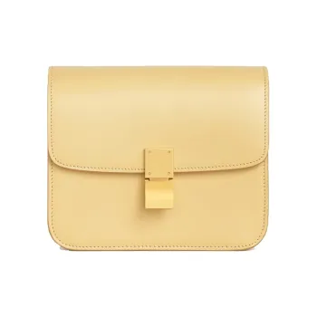 CELINE Polished Cow Leather Portable Crossbody Bag Shoulder Bag Women's Candy Color Light Yellow