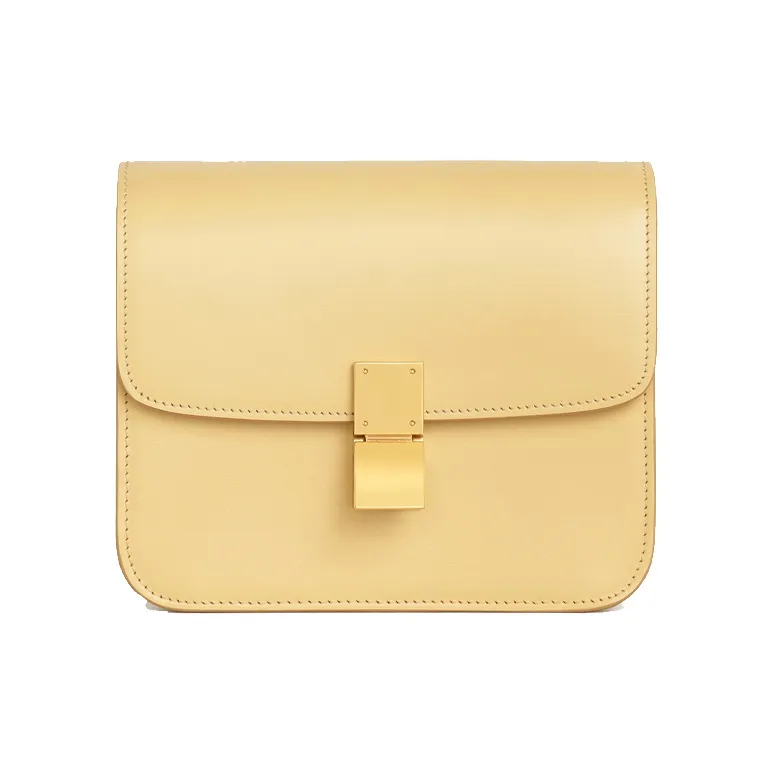 CELINE Polished Cow Leather Portable Crossbody Bag Shoulder Bag Women's Candy Color Light Yellow-0