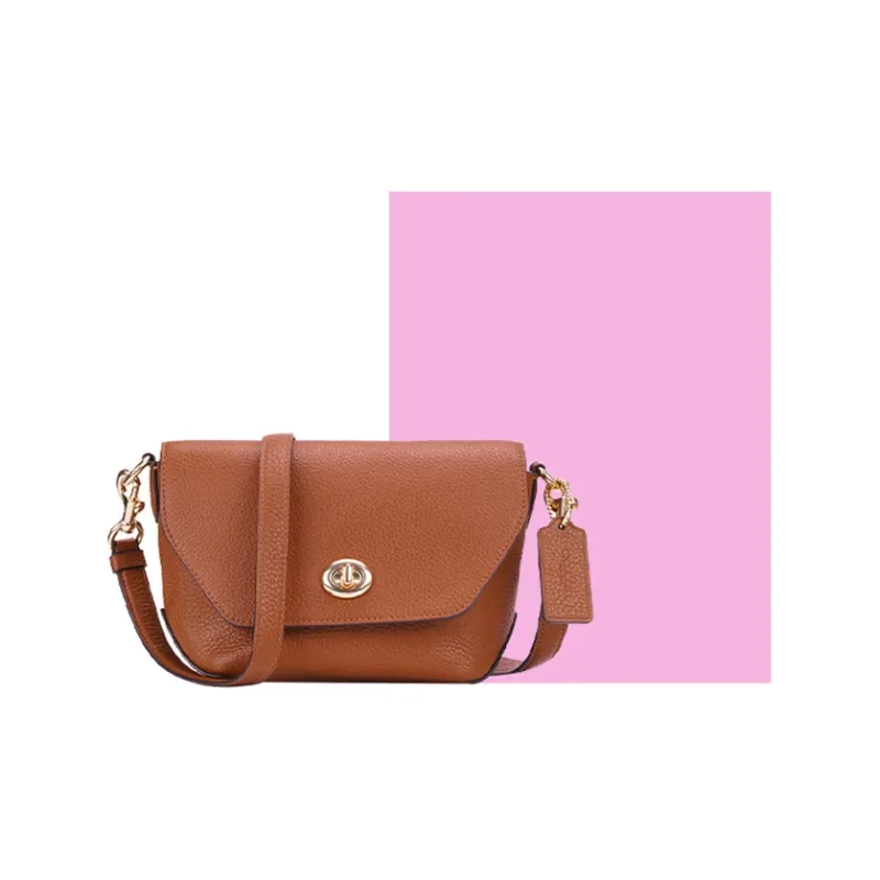 COACH Karlee Leather Crossbody Bag, Shoulder Bag Trumpets Women's Brown-3