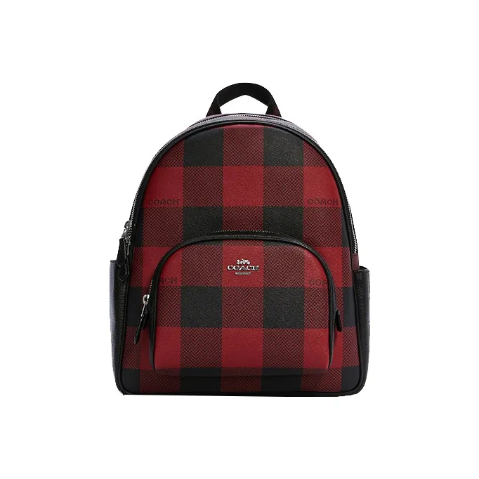 COACH Court Canvas Backpack Regular Women's Black Red-0
