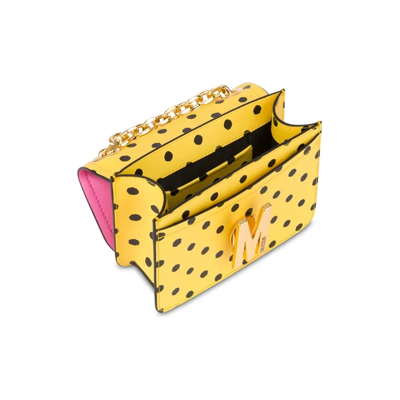 MOSCHINO Cow Leather Shoulder Bag Women's Pink Yellow-2