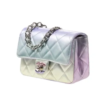 CHANEL Classic Flap CF Calfskin Mouth Cover Bag Crossbody Bag Women's Iridescent Pearlescent Gradient