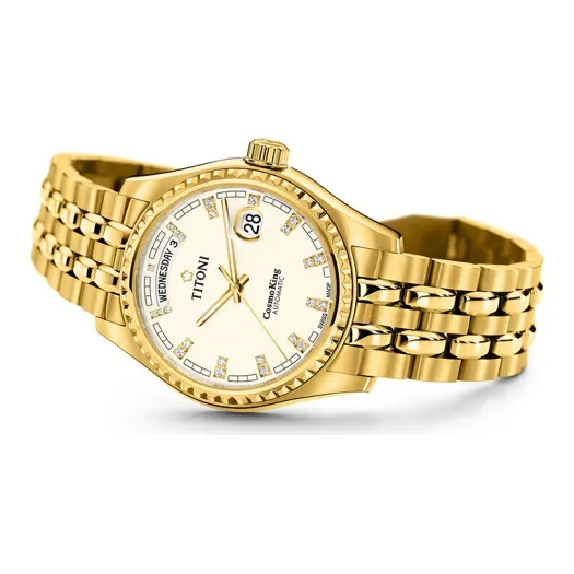 TITONI Automatic Mechanical Movement Men's Watches Watch 40mm Gold Dial Stainless Steel Case Stainless Steel Strap-1