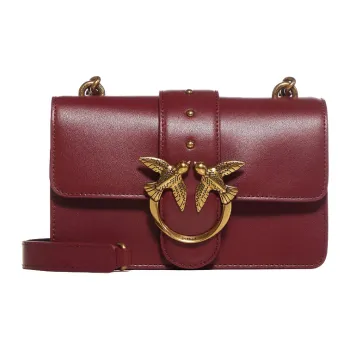 PINKO SIMPLY Leather Shoulder Bag Women's Red