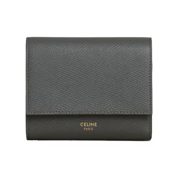 CELINE Grained Calfskin Wallet Women's Gray