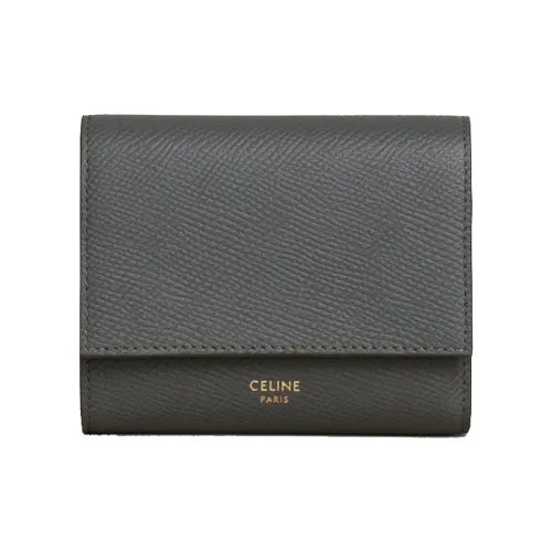 CELINE Grained Calfskin Wallet Women's Gray