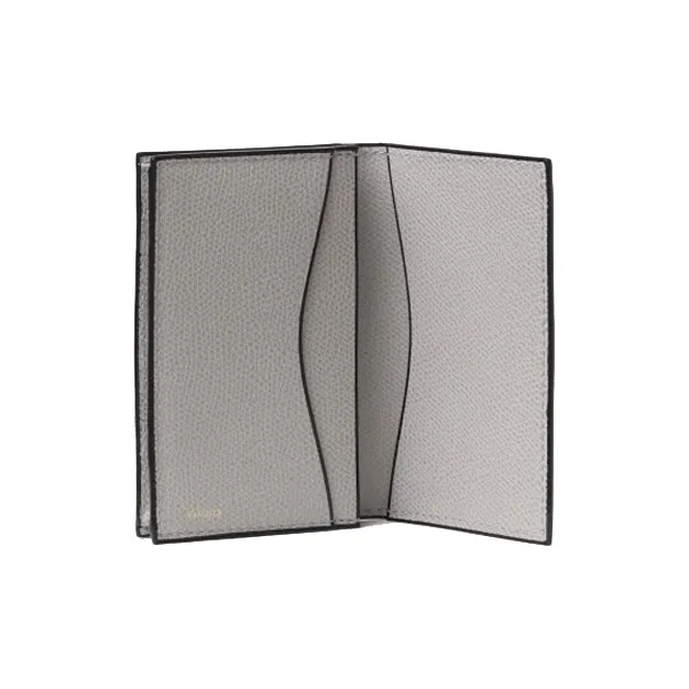 Valextra Calfskin Card Holder Unisex Gray White-2