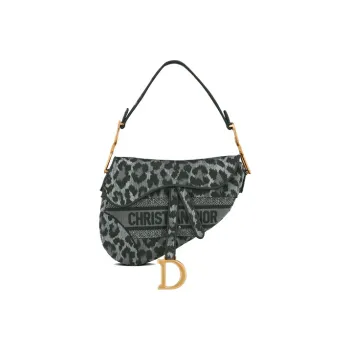 DIOR Saddle Leather Saddle Bag Handbag, Shoulder Bag Women's Gray