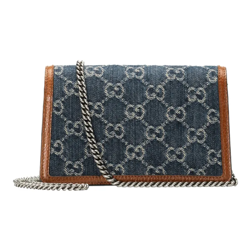 GUCCI Dionysus Logo Denim Messenger Bag Gray Blue-2