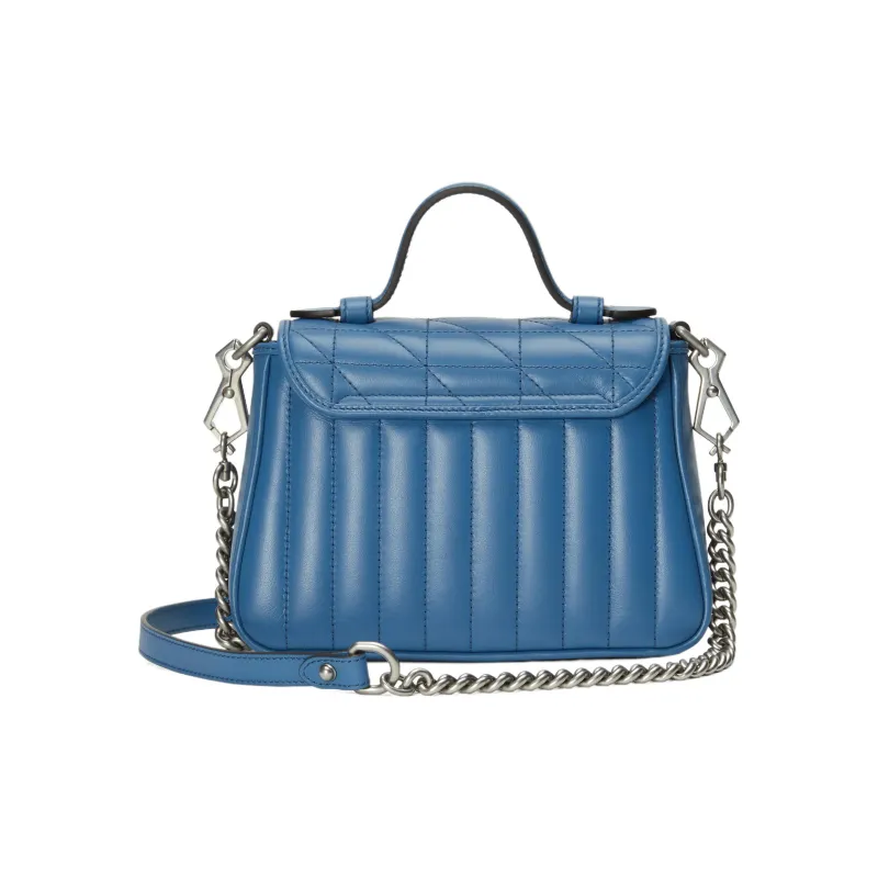 GUCCI Marmont Leather Shoulder Bag Crossbody Bag Handbag Mini Women's Blue-1