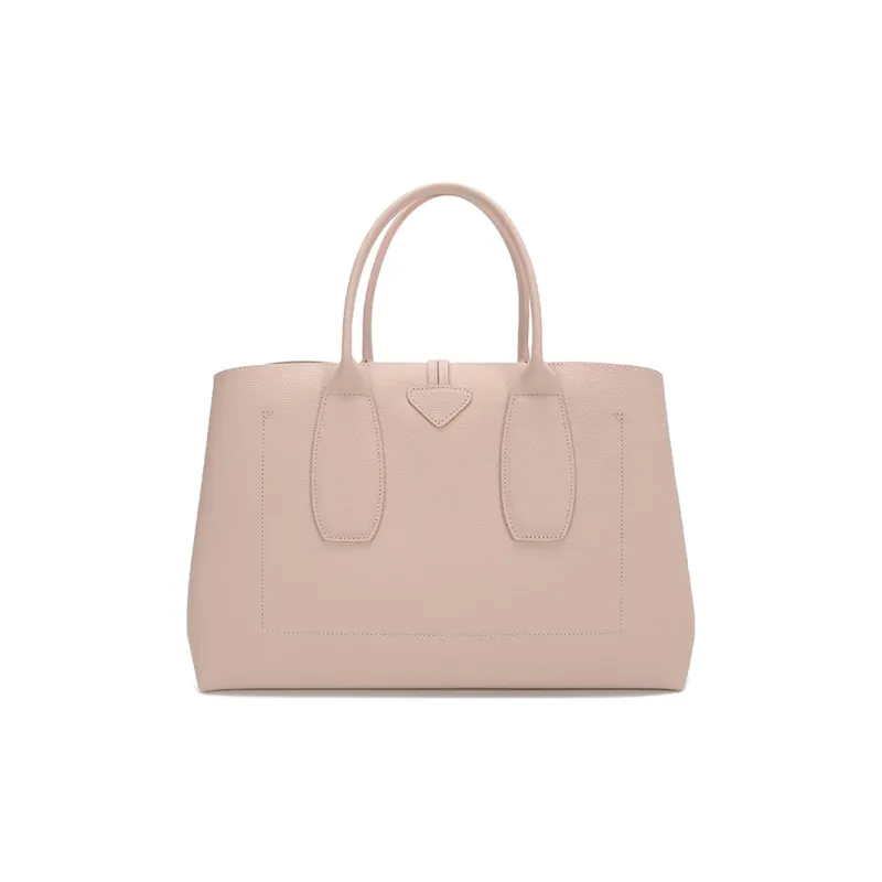 LONGCHAMP Roseau Cow Leather Handbag Large Size Women's Soft Pink-3