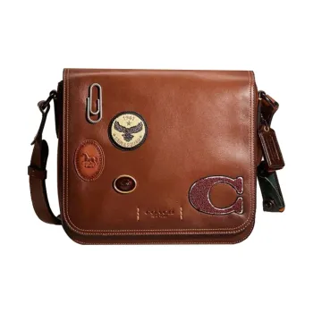 COACH GothamMessenger Leather Flap Messenger Bag Shoulder Bag, Crossbody Bag Men's Brown