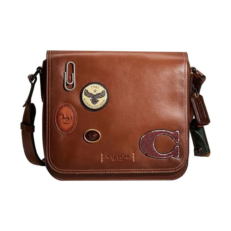 COACH GothamMessenger Leather Flap Messenger Bag Shoulder Bag, Crossbody Bag Men's Brown-0