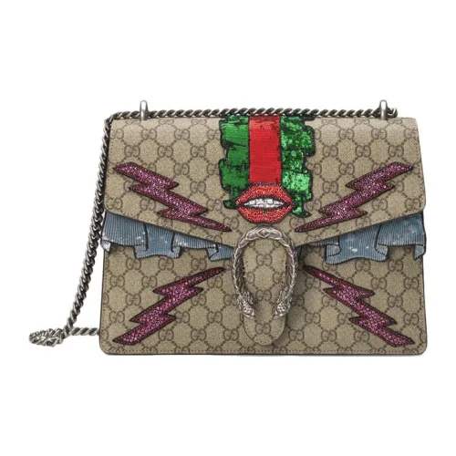 GUCCI Dionysus Canvas With Leather Shoulder Bag Crossbody Bag Medium Size Women's
