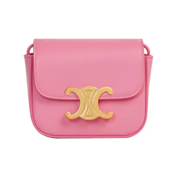 CELINE Triomphe Arc De Triomphe Shiny Cow Leather Shoulder Bag, Crossbody Bag Mini Women's Pink