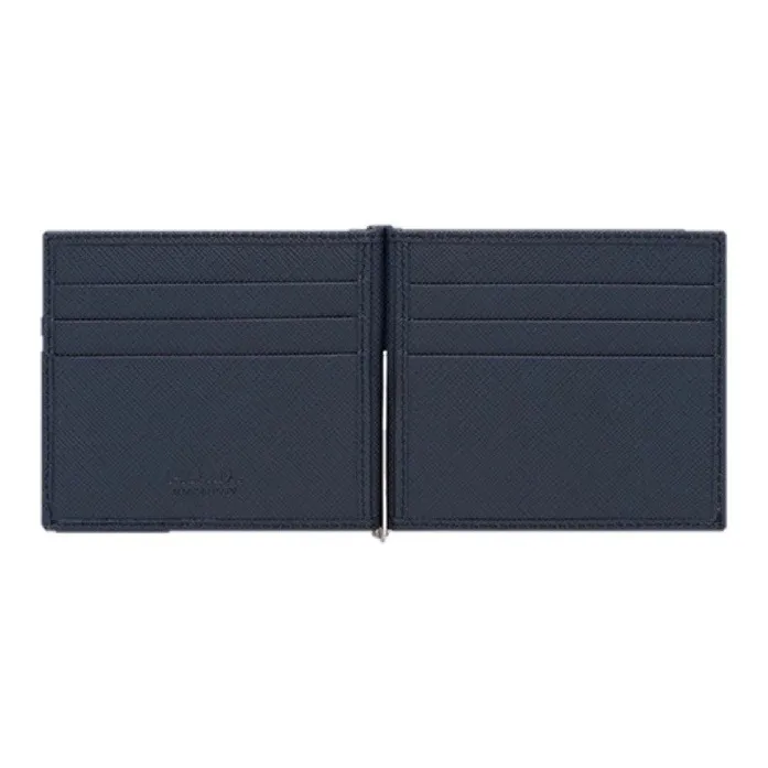 PRADA Cow Leather Card Holder Unisex Marine Blue-2