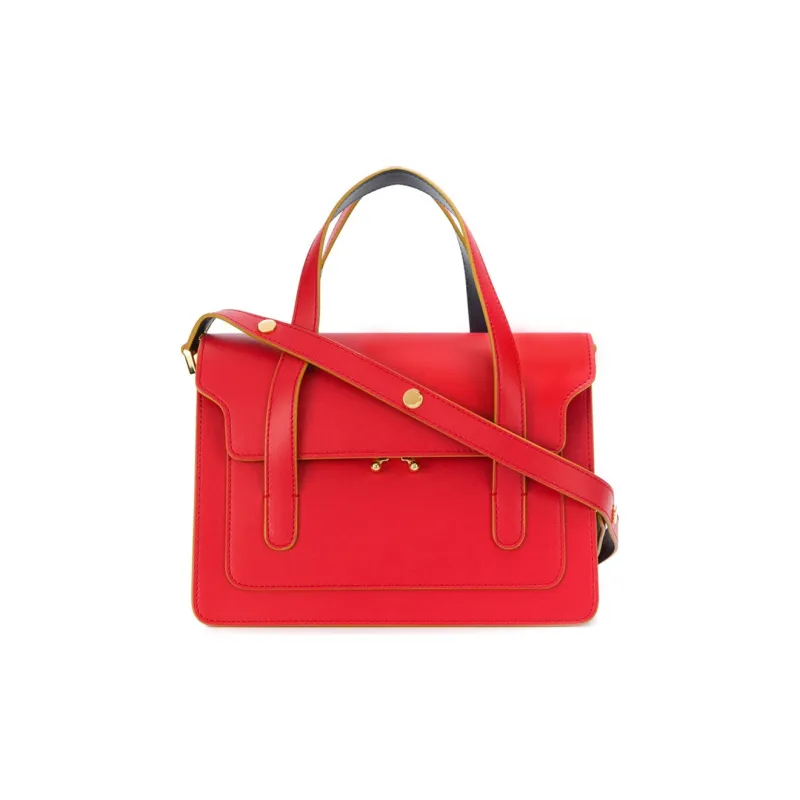 MARNI Trunk Calfskin Trunk Bag Shoulder Bag Crossbody Bag Handbag Medium Size Women's Red-0
