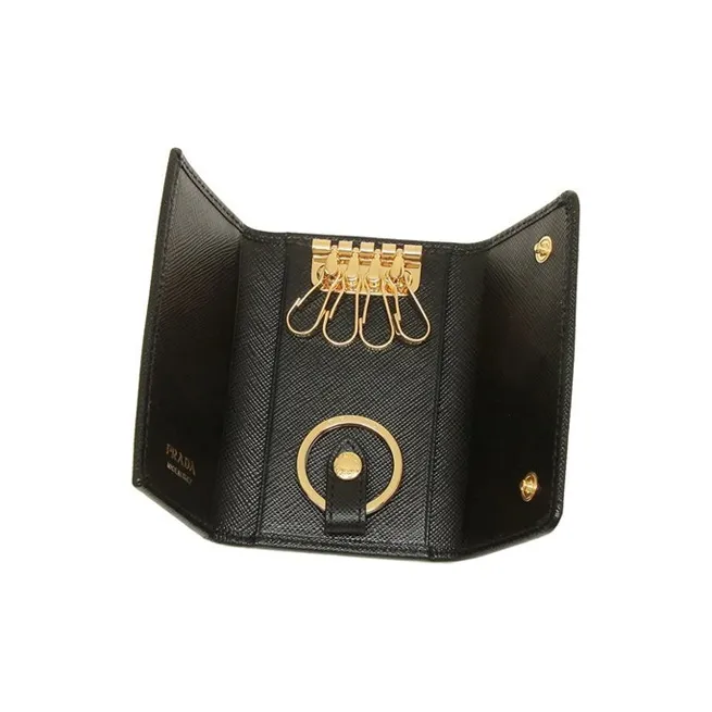 PRADA Leather Wallet Men's Black-5