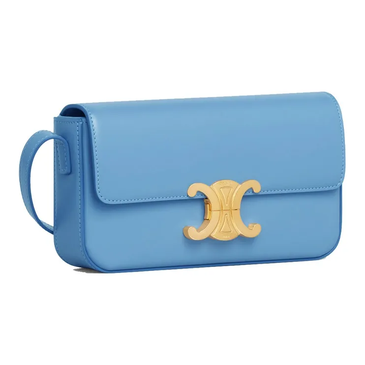 CELINE Triomphe Cow Leather Shoulder Bag Handbags Shoulder Bag Crossbody Bag Women's Sky Blue-1