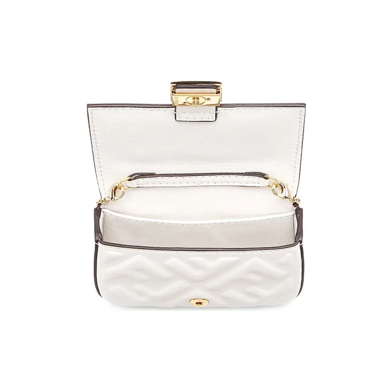 FENDI Baguette Sheepskin Baguette Bag, Coin Purse, Crossbody Bag, Shoulder Bag Extra Mini Women's White-3
