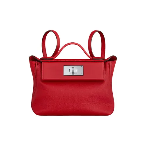 HERMES 24/24 Evercolor With Swift Calfskin Handbag Shoulder Bag Crossbody Bag Fanny Pack Mini Women's Chili Red