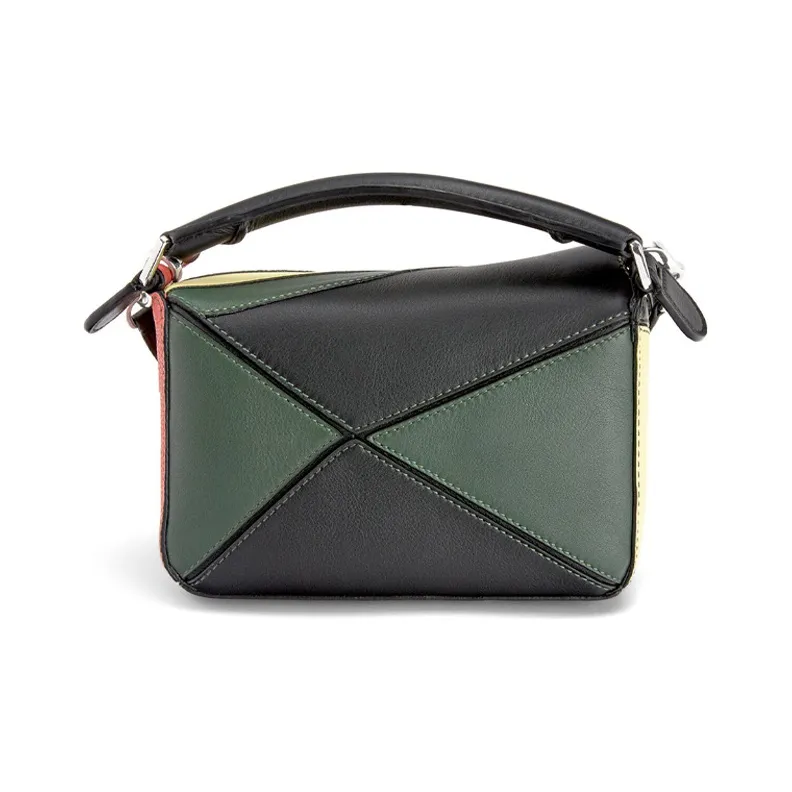 LOEWE Puzzle Calfskin Geometric Bag Puzzle Bag Handbag Shoulder Bag Crossbody Bag Mini Women's Red Black-2