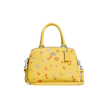 COACH Lillie Canvas Canvas Coated With Leather Handbag Shoulder Bag Crossbody Bag Large Size Women's Bright Yellow