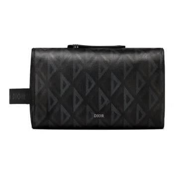 DIOR Lingot Canvas With Leather Toiletry Bag Men's Black