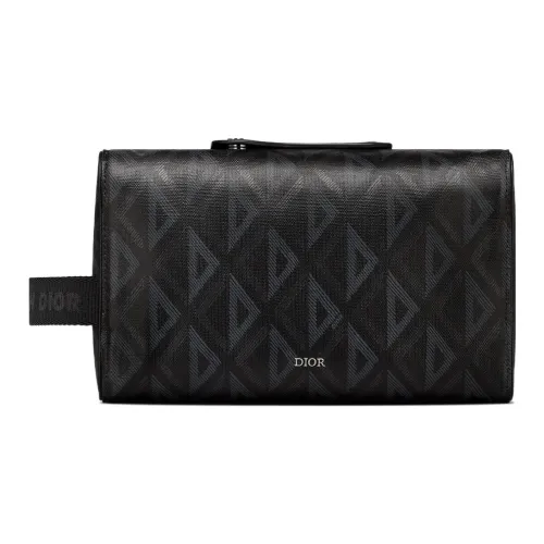 DIOR Lingot Canvas With Leather Toiletry Bag Men's Black