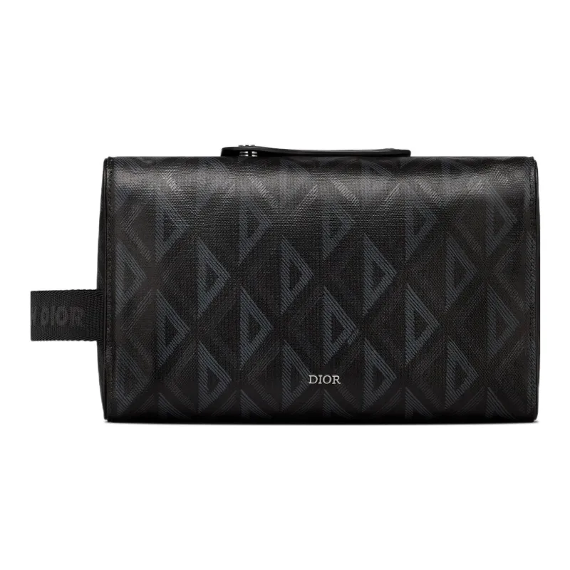 DIOR Lingot Canvas With Leather Toiletry Bag Men's Black-0
