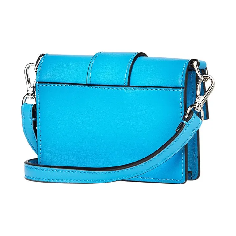 FENDI Leather Baguette Bag Necklace Pouch Clutch Shoulder Bag Men's Light Blue-1