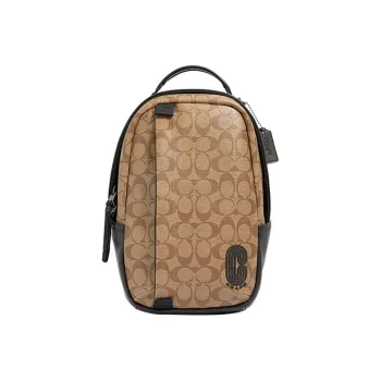 COACH Edge Artificial Leather With Leather Accents Crossbody Bags Sling Bags Medium Size Men's Khaki