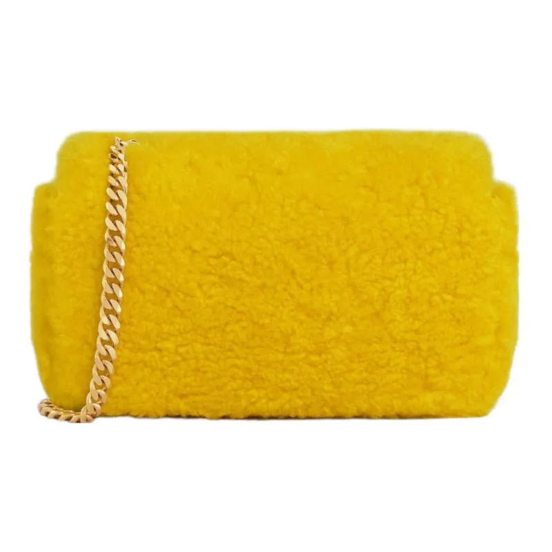 CELINE Triumph Gate Triomphe Wool Shoulder Bag Women's Yellow-2