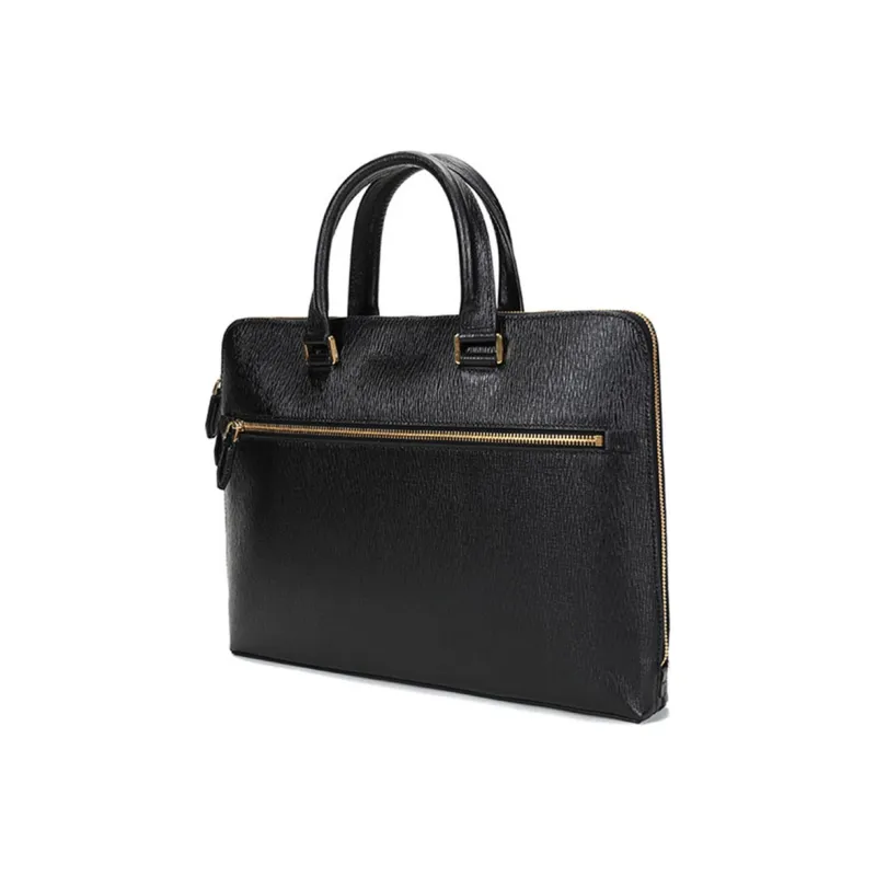 FERRAGAMO Cow Leather Briefcase, Laptop Bag, Business Bag, Handbag Men's Black-1