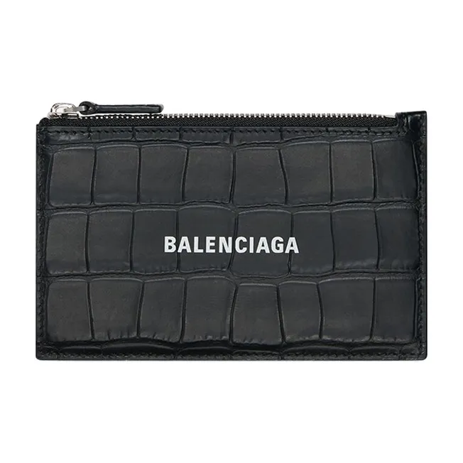 Balenciaga Cash Cow Leather Coin Purse Card Clip Card Holder Large Size Men's Black-0