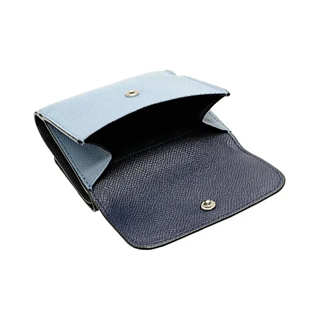 COACH Canvas With Leather Foldable Envelope Cropped Wallet Mini Women's Dark Blue & Sky Blue-3