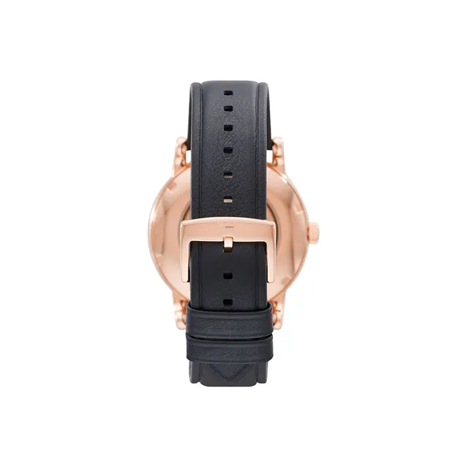 EMPORIO ARMANI Wrist Watch Automatic Mechanical Movement Leather Watch Bands Silver Dial Men's Watches-4