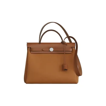 HERMES Herbag Zip Cow Leather Handbags Shoulder Bag Crossbody Bag Regular Unisex Brown Purple