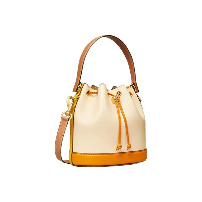 TORY BURCH Leather Bucket Bags Shoulder Bag Crossbody Bag Handbag Women's Cream White-1